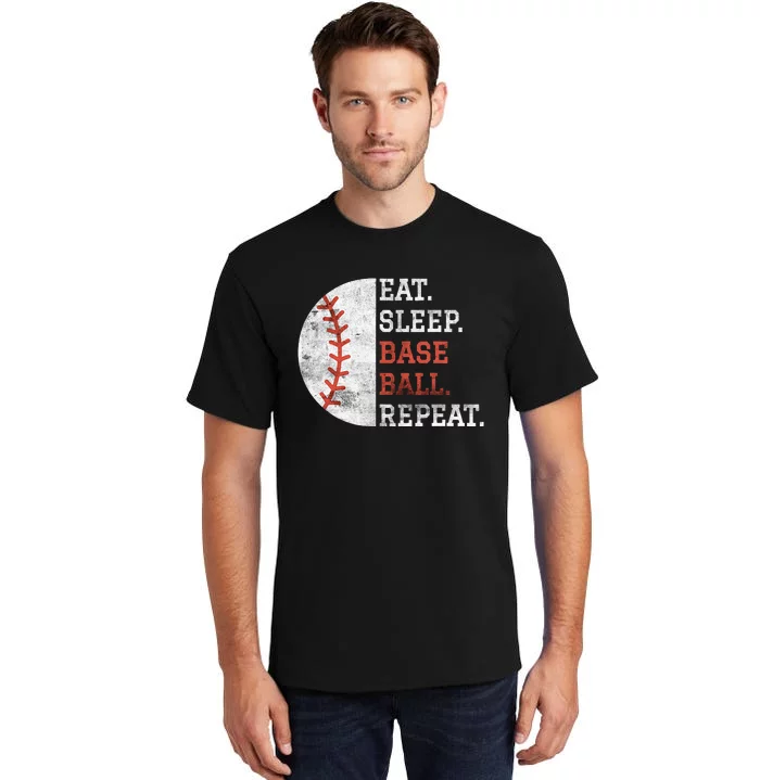 Vintage Baseball Player Eat Sleep Baseball Repeat Tall T-Shirt