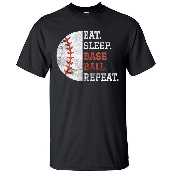 Vintage Baseball Player Eat Sleep Baseball Repeat Tall T-Shirt