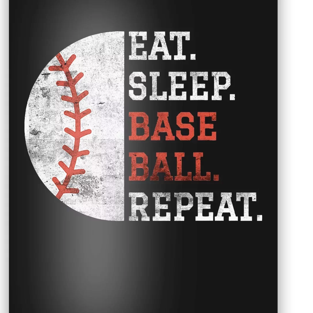 Vintage Baseball Player Eat Sleep Baseball Repeat Poster