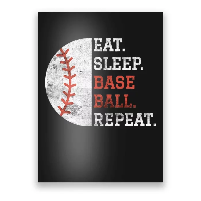 Vintage Baseball Player Eat Sleep Baseball Repeat Poster