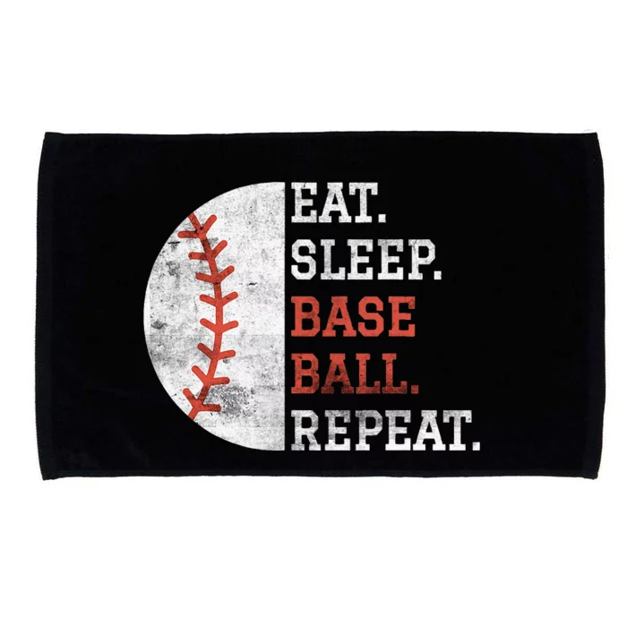 Vintage Baseball Player Eat Sleep Baseball Repeat Microfiber Hand Towel