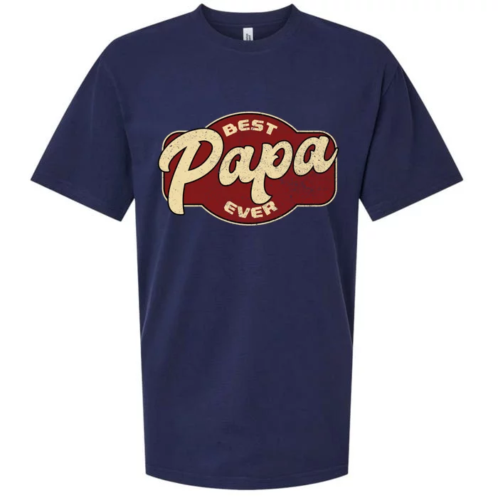 Vintage Best Papa Ever Dad Papa Sueded Cloud Jersey T-Shirt