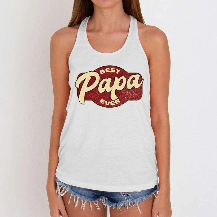 Vintage Best Papa Ever Dad Papa Women's Knotted Racerback Tank