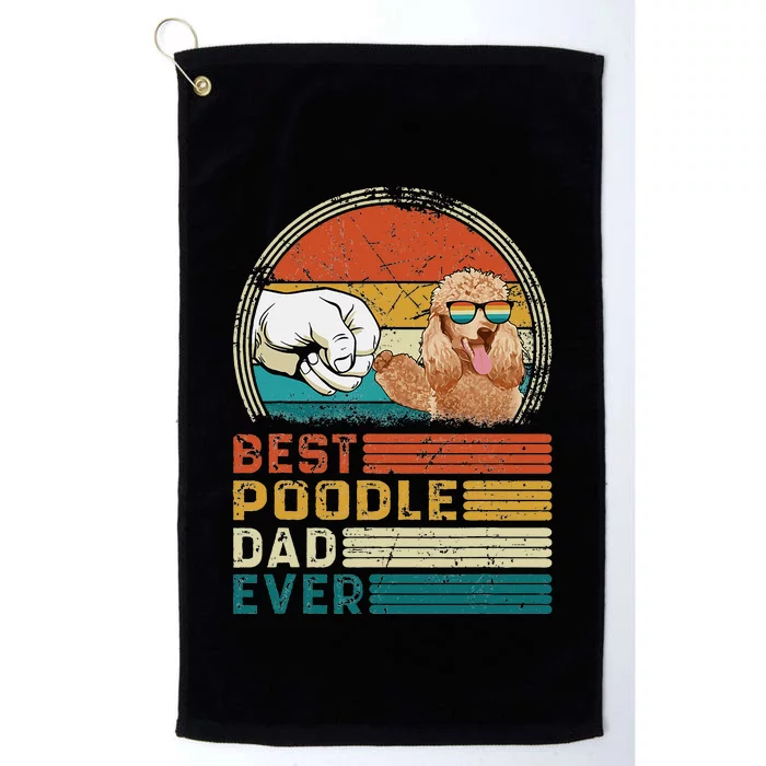 Vintage Best Poodle Dad Ever Funny Puppy Poodle Dog Lover Platinum Collection Golf Towel