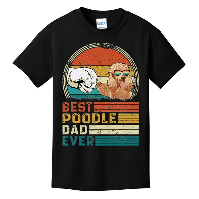 Vintage Best Poodle Dad Ever Funny Puppy Poodle Dog Lover Kids T-Shirt