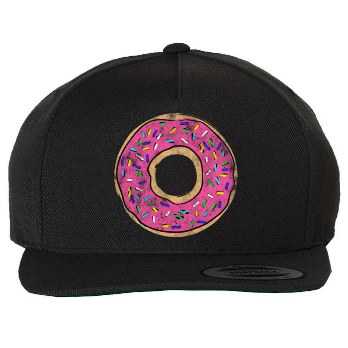 Vintage Big Pink Donut Hoodie Wool Snapback Cap