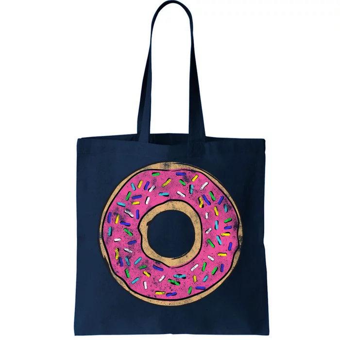 Vintage Big Pink Donut Hoodie Tote Bag