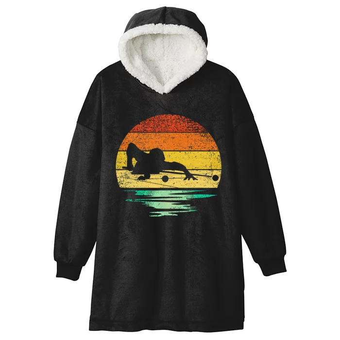 Vintage Billiards Pool Retro Sunset Billiards Hooded Wearable Blanket