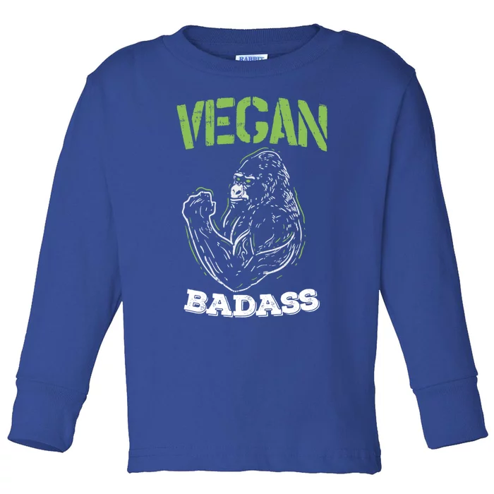 Vegan Badass Plant Powered Muscle Veggie Go Green Fitness Gift Toddler Long Sleeve Shirt