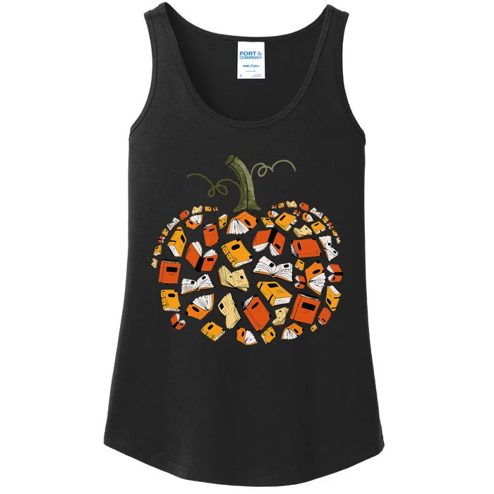 Vintage Book Pumpkin Autumn Fall Librarians Bookworm Teacher Gift Ladies Essential Tank