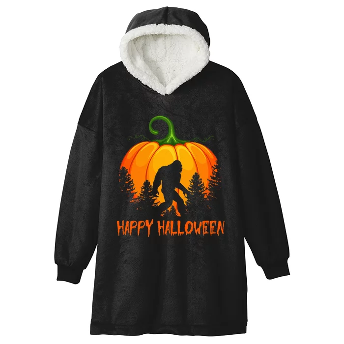 Vintage Bigfoot Pumpkin Halloween Hooded Wearable Blanket