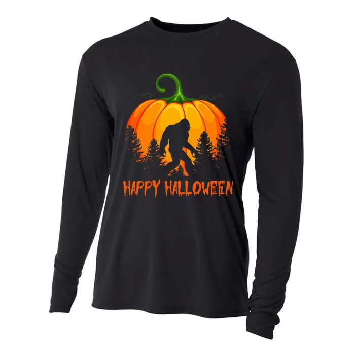 Vintage Bigfoot Pumpkin Halloween Cooling Performance Long Sleeve Crew