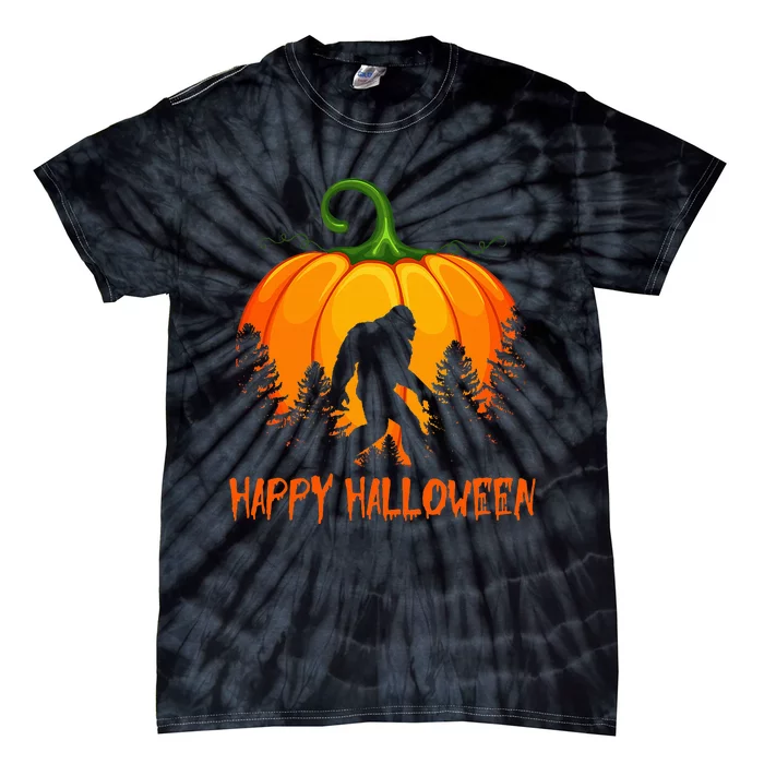 Vintage Bigfoot Pumpkin Halloween Tie-Dye T-Shirt