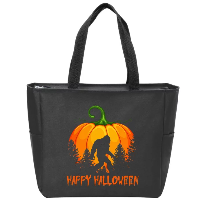 Vintage Bigfoot Pumpkin Halloween Zip Tote Bag