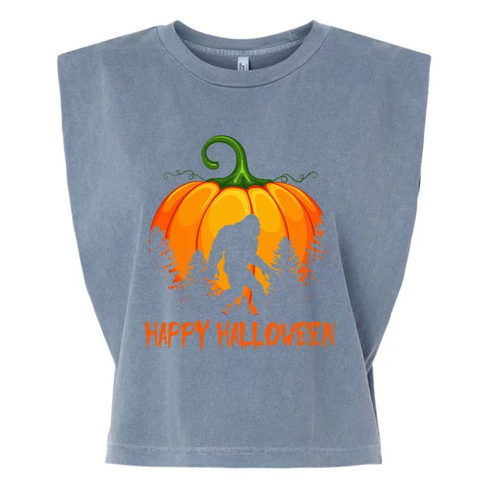 Vintage Bigfoot Pumpkin Halloween Garment-Dyed Women's Muscle Tee