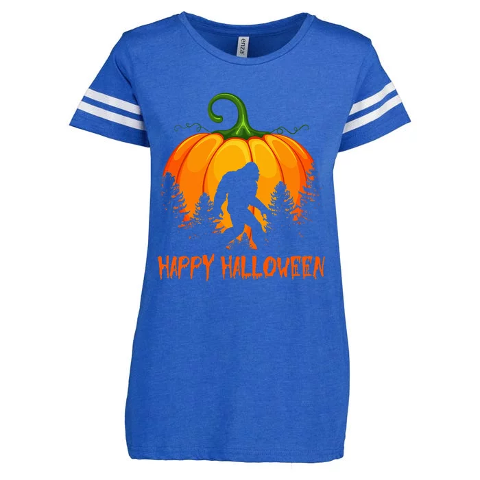 Vintage Bigfoot Pumpkin Halloween Enza Ladies Jersey Football T-Shirt