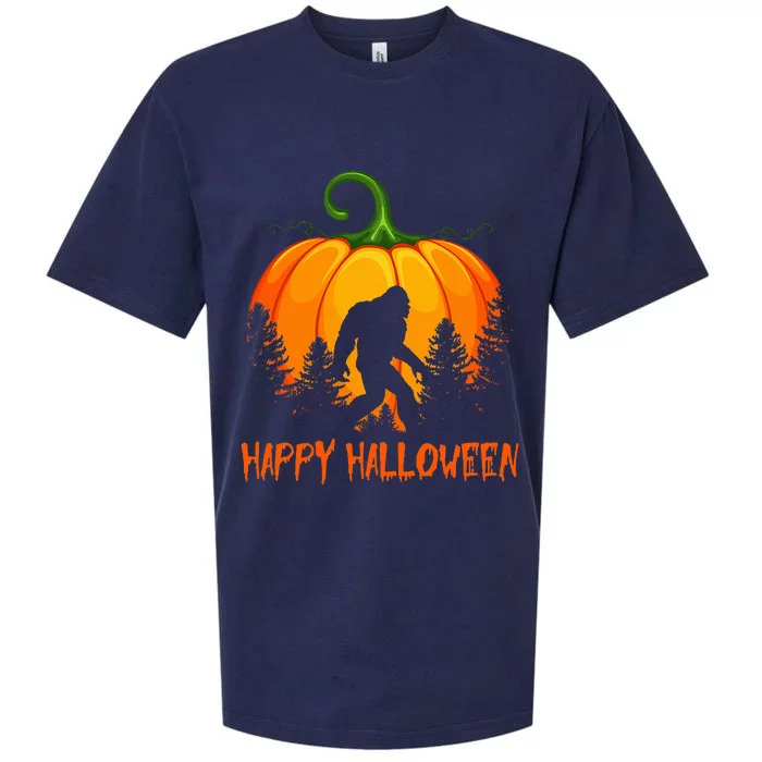 Vintage Bigfoot Pumpkin Halloween Sueded Cloud Jersey T-Shirt