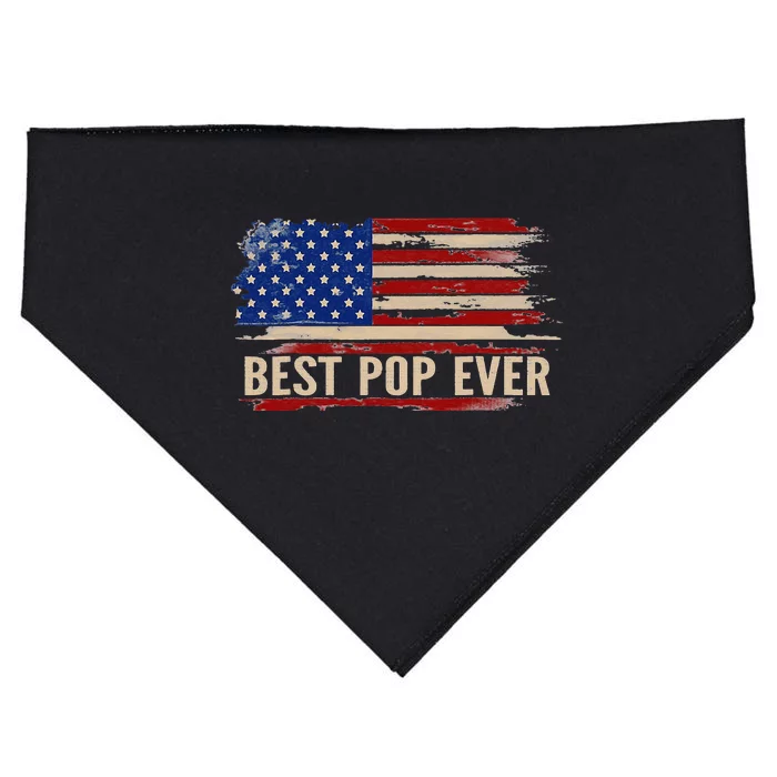 Vintage Best Pop Ever American Flag Father's Day Gift USA-Made Doggie Bandana