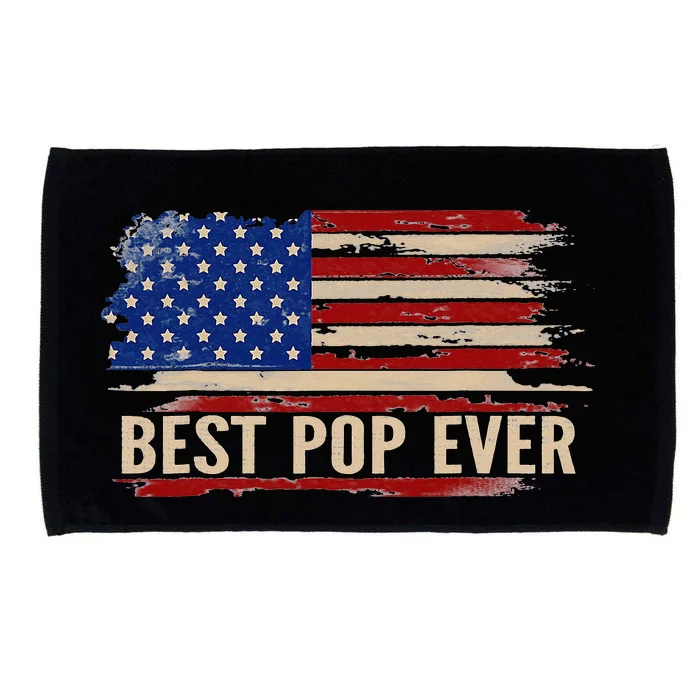 Vintage Best Pop Ever American Flag Father's Day Gift Microfiber Hand Towel