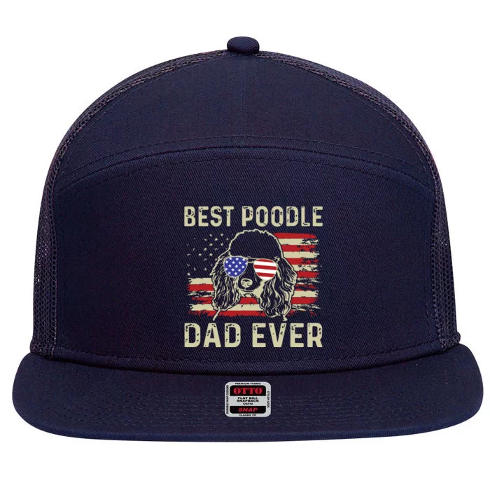 Vintage Best Poodle Dad Ever Dog Lover Tees Fathers Day 7 Panel Mesh Trucker Snapback Hat