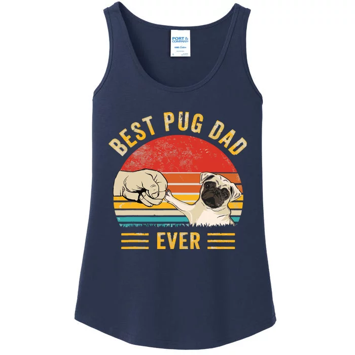 Vintage Best Pug Dad Ever Pug Lover Fathers Day Ladies Essential Tank