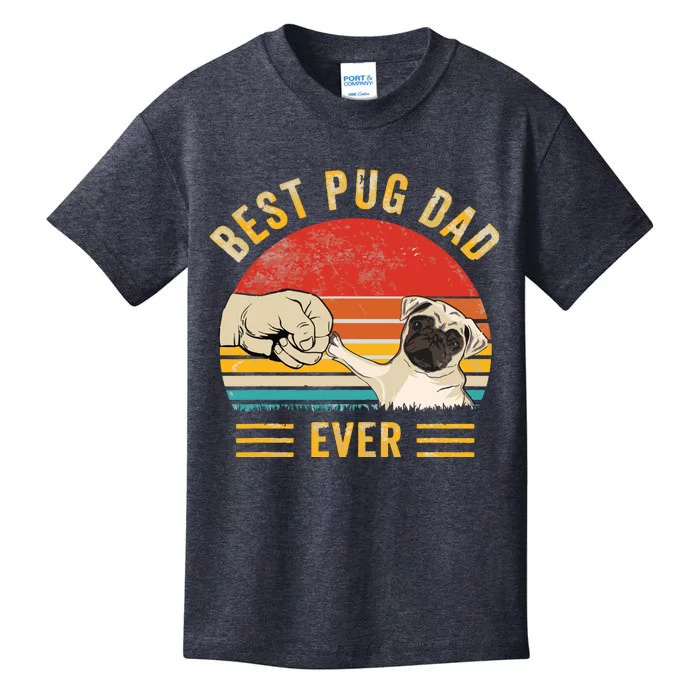 Vintage Best Pug Dad Ever Pug Lover Fathers Day Kids T-Shirt