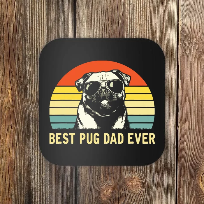 Vintage Best Pug Dad Ever Pug Lover Fathers Day Coaster