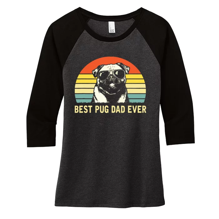 Vintage Best Pug Dad Ever Pug Lover Fathers Day Women's Tri-Blend 3/4-Sleeve Raglan Shirt