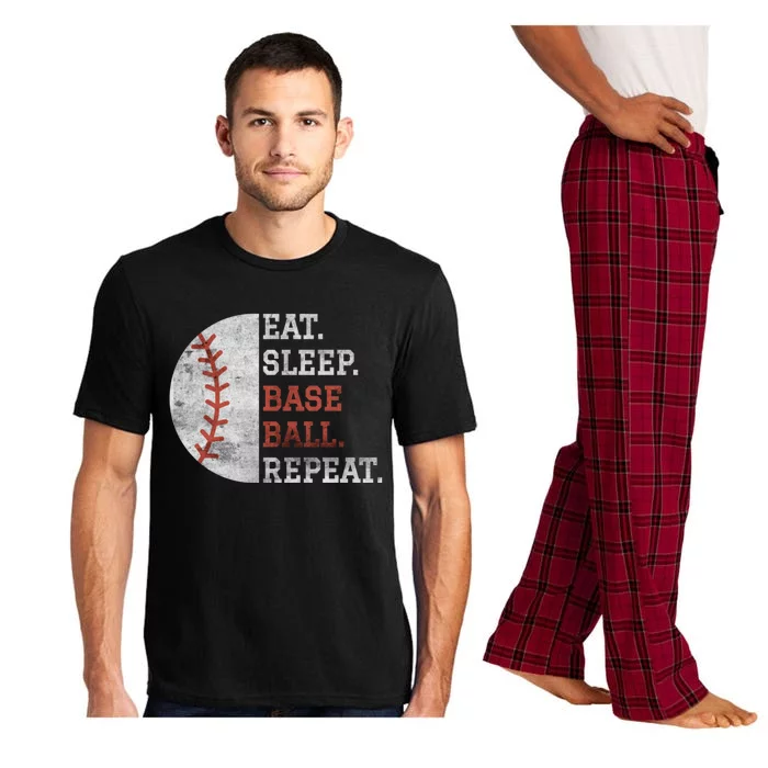 Vintage Baseball Player Eat Sleep Baseball Repeat Baseball Lovers Pajama Set