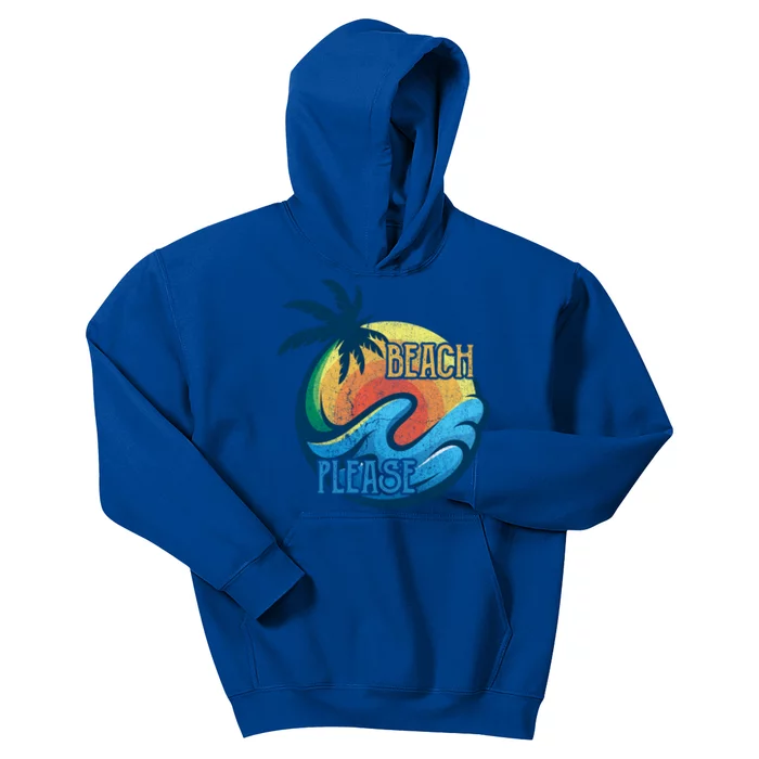 Vintage Beach Please Vacay Summer Vacation Vibes Palm Cruise Gift Kids Hoodie