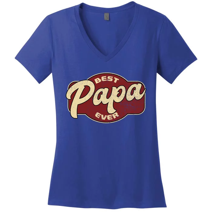 Vintage Best Papa Ever Dad Papa Great Gift Women's V-Neck T-Shirt