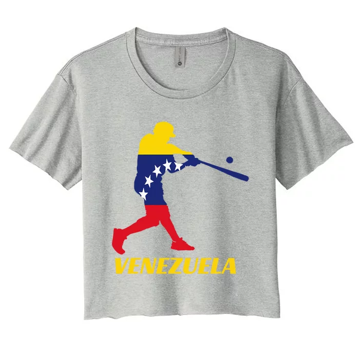 Venezuelan Baseball Player Batter National Team Flag Gift Women's Crop Top Tee