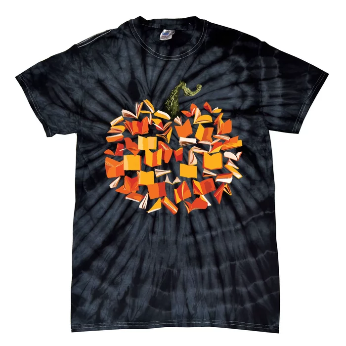 Vintage Book Pumpkin Autumn Fall Librarians Bookworm Teacher Tie-Dye T-Shirt