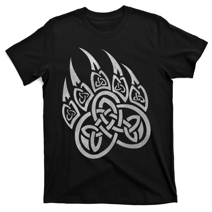 Viking Bear Paw Tribal Celtic Knot Pattern Vintage T-Shirt