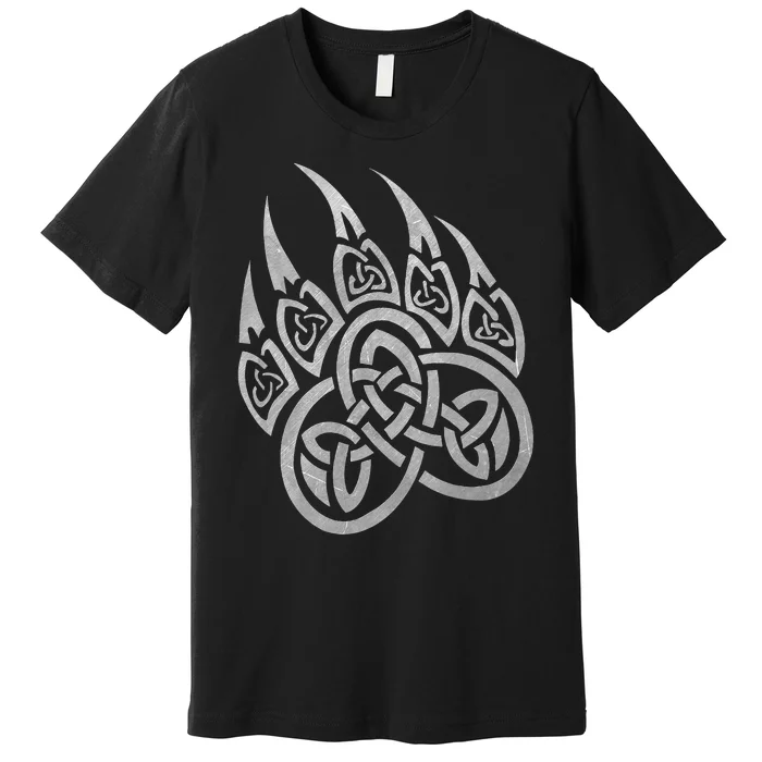 Viking Bear Paw Tribal Celtic Knot Pattern Vintage Premium T-Shirt