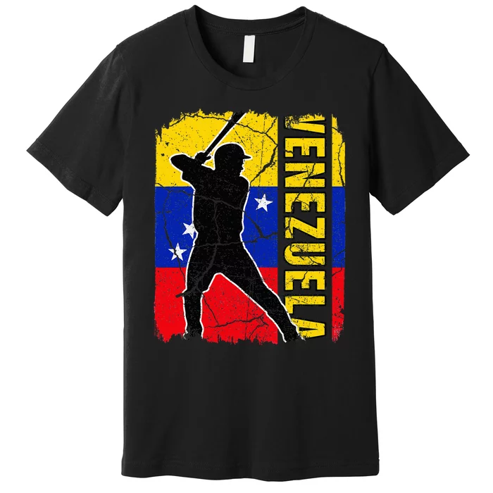 Venezuelan Baseball Player Venezuela Flag Baseball Fans Premium T-Shirt