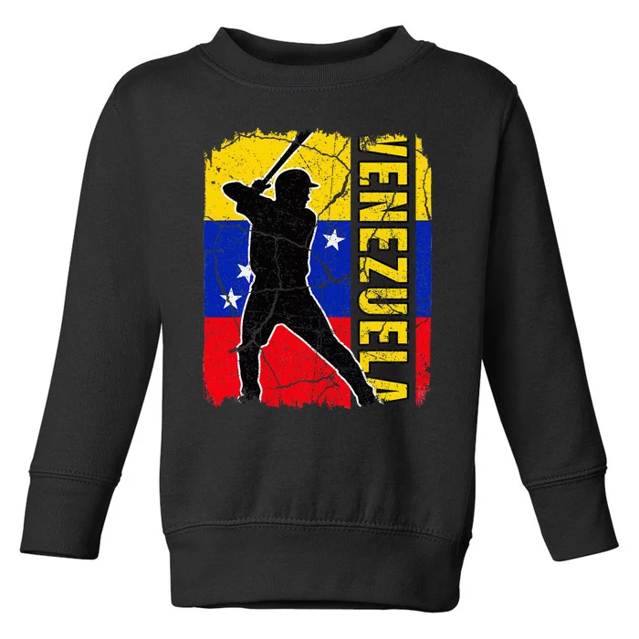 Venezuelan Baseball Player Venezuela Flag Baseball Fans Toddler Sweatshirt