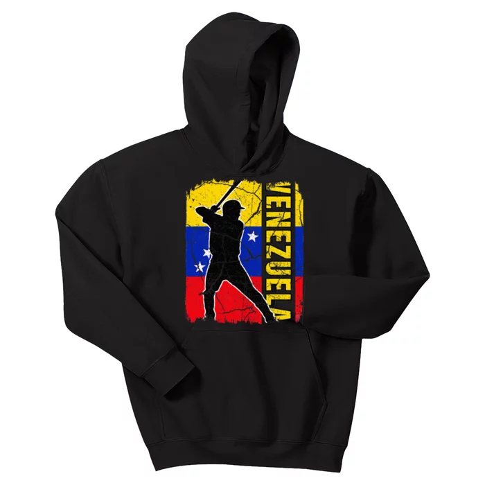 Venezuelan Baseball Player Venezuela Flag Baseball Fans Kids Hoodie