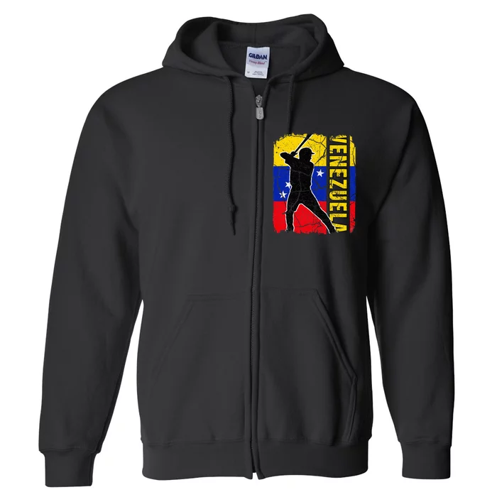 Venezuelan Baseball Player Venezuela Flag Baseball Fans Full Zip Hoodie