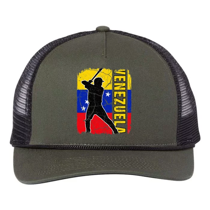 Venezuelan Baseball Player Venezuela Flag Baseball Fans Retro Rope Trucker Hat Cap