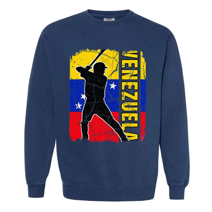 Venezuelan Baseball Player Venezuela Flag Baseball Fans Garment-Dyed Sweatshirt