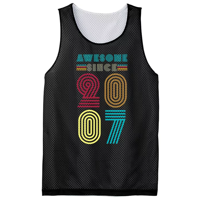 Vintage Bday Party Matching Awesome Since-2007 Mesh Reversible Basketball Jersey Tank