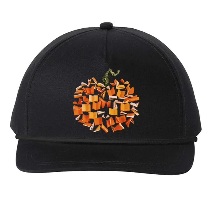 Vintage Book Pumpkin Autumn Fall Librarians Bookworm Teacher Snapback Five-Panel Rope Hat