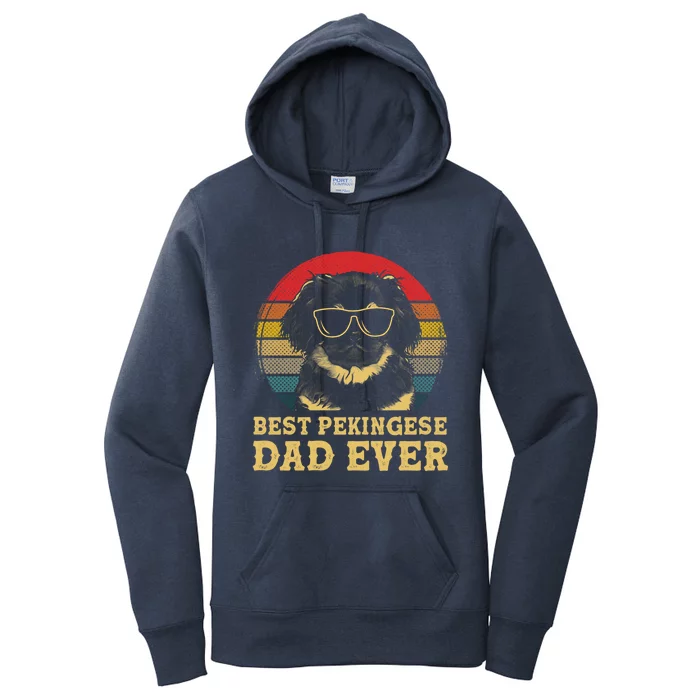 Vintage Best Pekingese Dad Ever Dog Lovers Gift Women's Pullover Hoodie