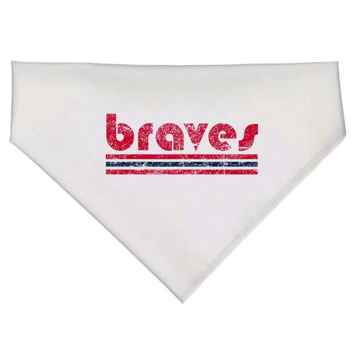 Vintage Brave Retro Three Stripe Weathered USA-Made Doggie Bandana