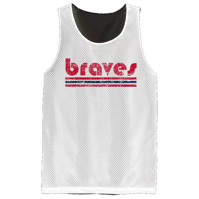 Vintage Brave Retro Three Stripe Weathered Mesh Reversible Basketball Jersey Tank