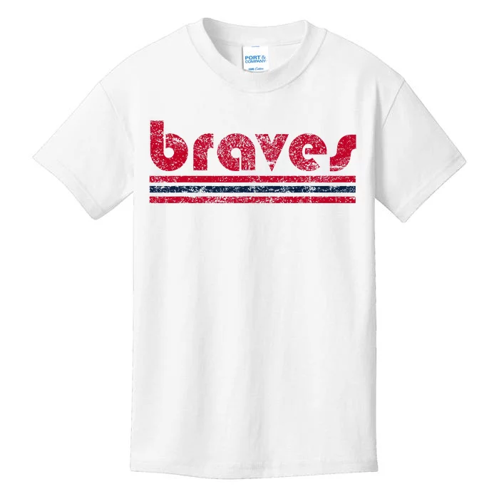 Vintage Brave Retro Three Stripe Weathered Kids T-Shirt