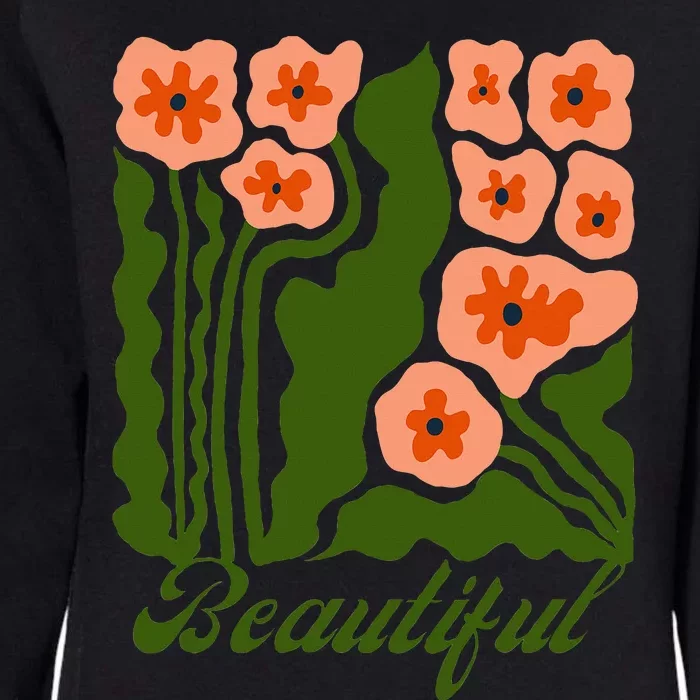 Vintage Blossoms Retro Flower Power Womens California Wash Sweatshirt