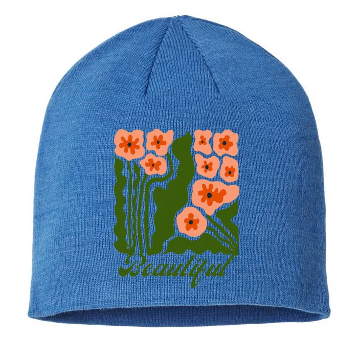 Vintage Blossoms Retro Flower Power 8 1/2in Sustainable Knit Beanie