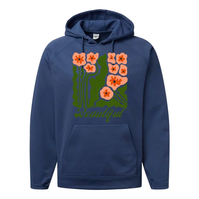 Vintage Blossoms Retro Flower Power Performance Fleece Hoodie